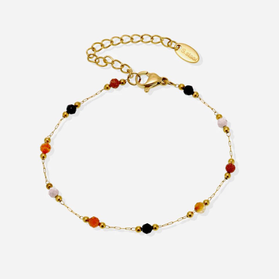 Golden Nature Palette Bracelet with shiny gemstones and luxurious chain design