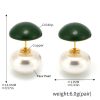 F1428 - Gold Green Enamel Earrings