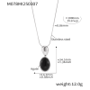 M078-Steel Black Onyx Lariat Necklace 100cm