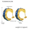 F1696-Golden Blue Crystal Drop Earrings