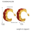 F1696-Golden Red Crystal Drop Earrings