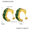 F1696-Golden Green Crystal Drop Earrings