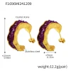 F1696-Golden Purple Crystal Drop Earrings