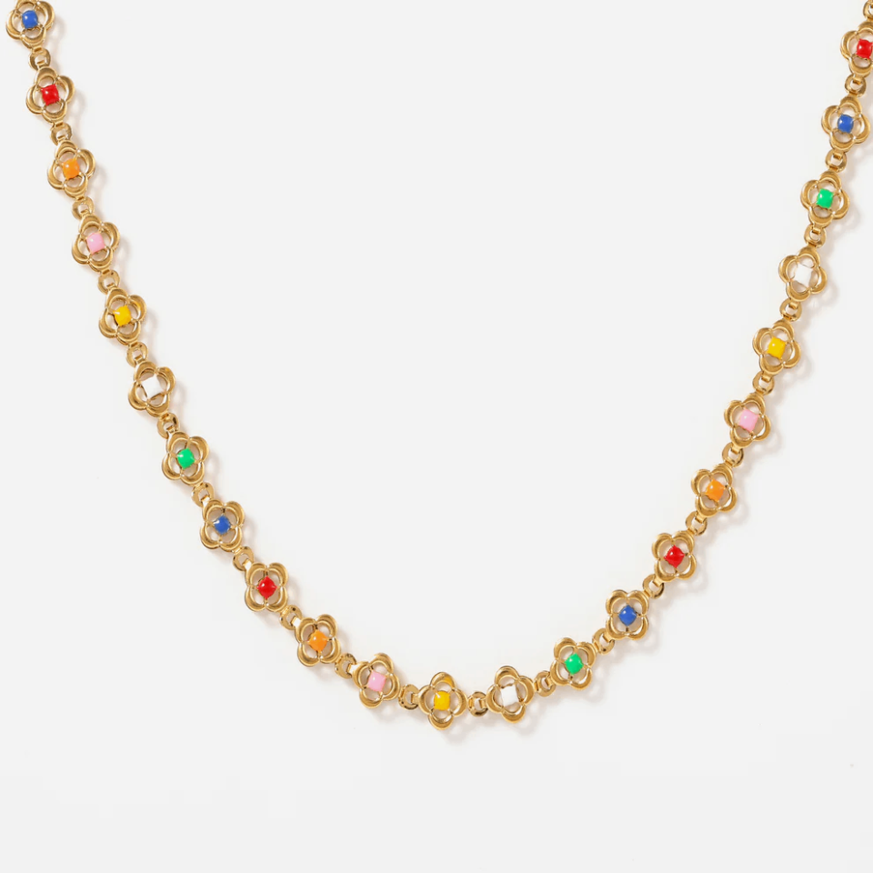 Rainbow Cubic Zirconia Titanium Necklace Colorfast Jewelry - Oudada Pearl & Shell Collection