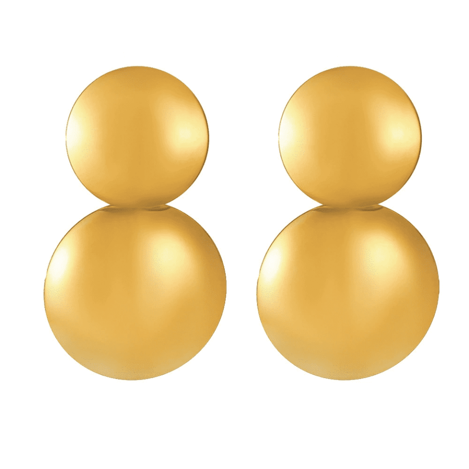 Gold Two-Tone Titanium Steel Huggie Earrings with Geometric Disc Design