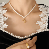 P1238-J Letter Gold Necklace-36+7cm