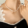 P1238-W Letter Gold Necklace-36+7cm