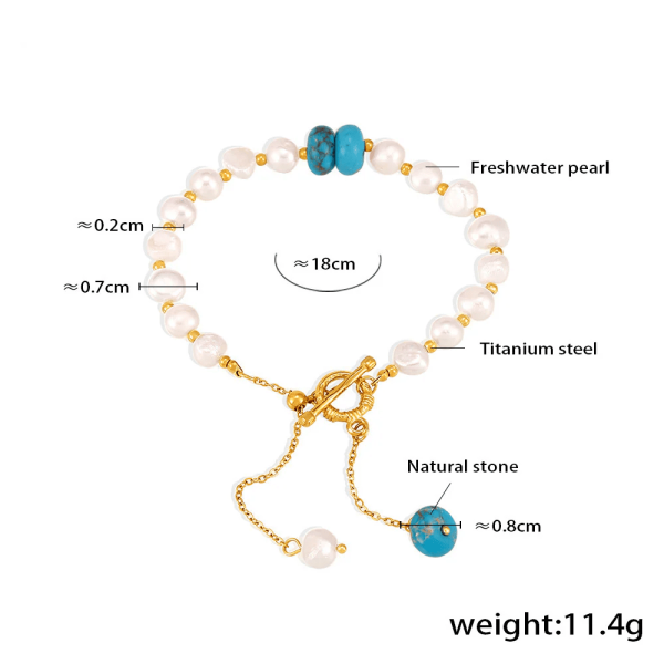 Details of Freshwater Pearl Turquoise Bracelet from Victorian Bloom Collection
