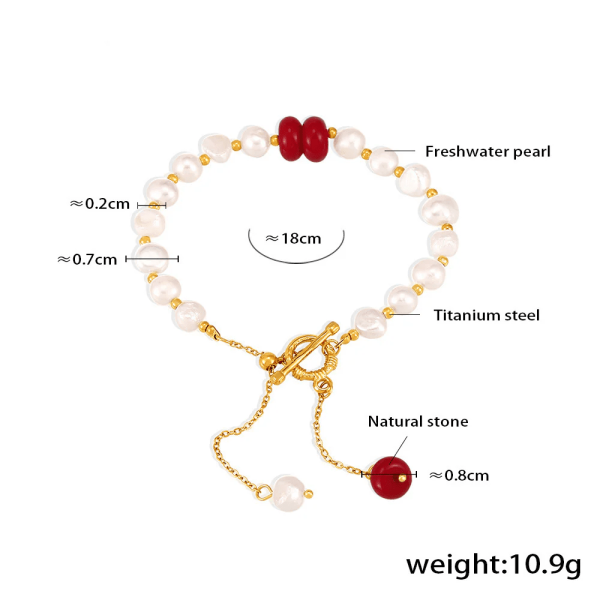 Freshwater Pearl Chinese Red Bracelet from Victorian Bloom Collection