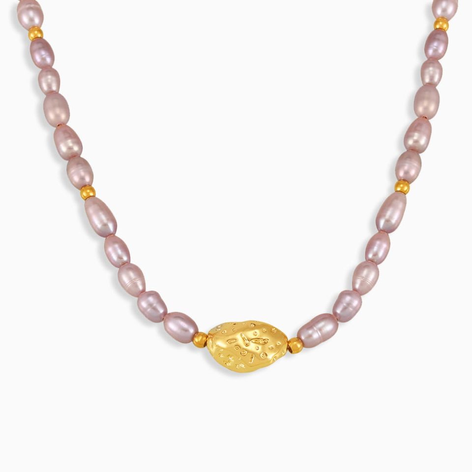 Elegant Pearl Nocturne Necklace - Night-Inspired Jewelry with Lustrous Pearls and Stainless Steel Detail