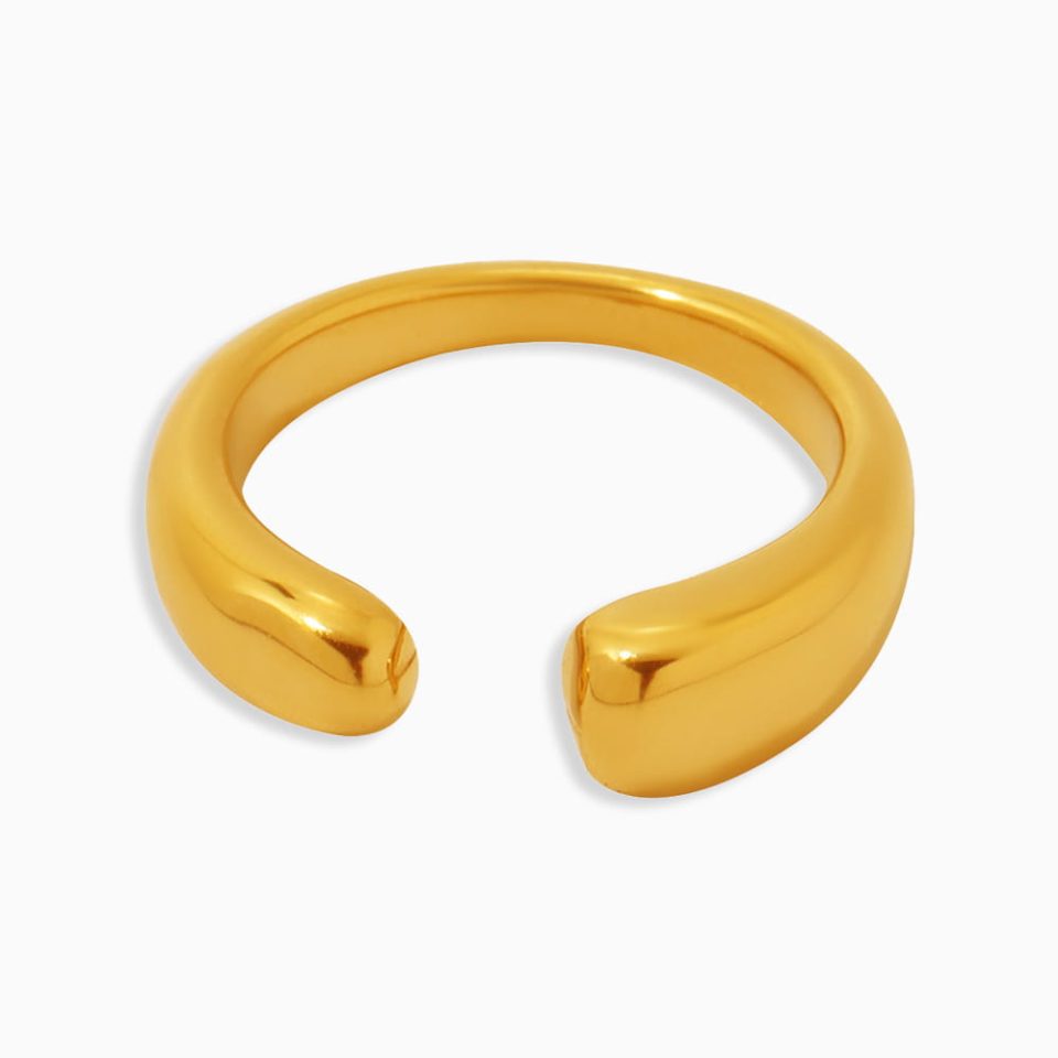 Gold minimalist open ring made of stainless steel with adjustable design - A990