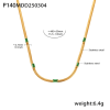 P140-Gold Green Zirconia Necklace 40+5cm