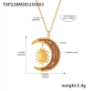 TXP228-Gold Pink Zirconia Necklace 42+5cm