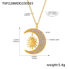 TXP228-Gold White Zirconia Necklace 42+5cm