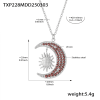 TXP228-Steel Pink Zirconia Necklace 42+5cm