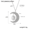 TXP228-Steel White Zirconia Necklace 42+5cm