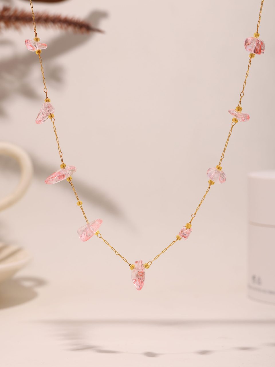 Pink & Pastel Gemstone Necklaces Flat Lay - Candy Color Jewelry Collection