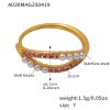 A030-Gold Pink Bead Pearl Ring