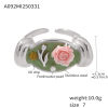 A092-Steel Pink Rose Ring