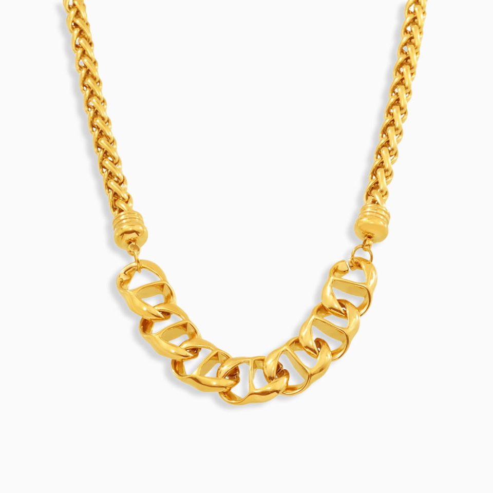 Bold Cuban pig nose chain choker necklace in 18K gold plated stainless steel – hip hop style jewelry for men and women
