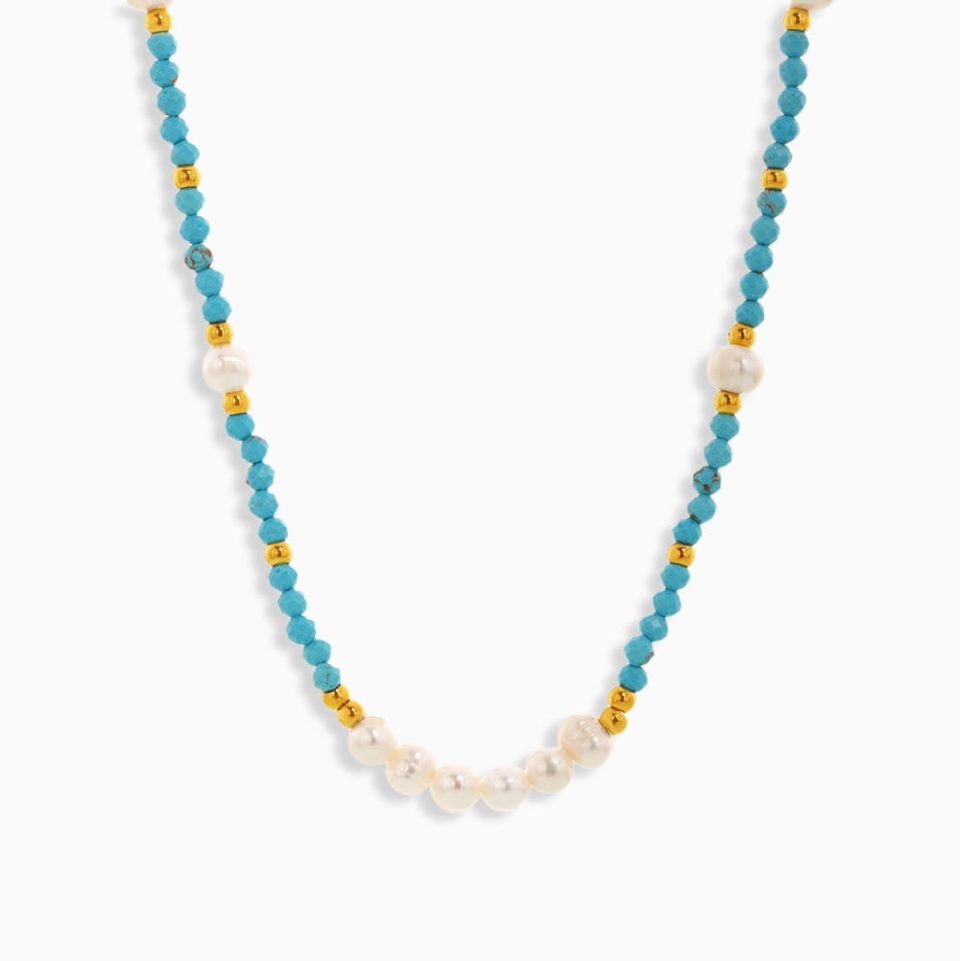 Handmade Pearl Necklace – Natural Stone Beaded Freshwater Pearl Jewelry for Women