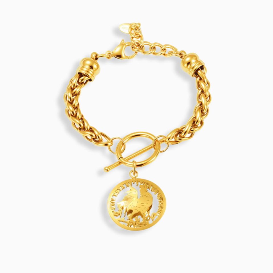 Hip Hop Gold OT Clasp Bracelet in Stainless Steel, 16+4cm, Waterproof and Hypoallergenic