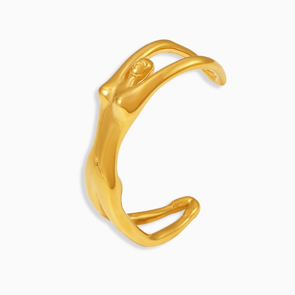Open-body forged cuff bangle in gold, waterproof stainless steel jewelry