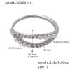 A030-Steel White Bead Pearl Ring