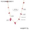 P2155-Rose Pink Natural Stone Necklace 40+7cm