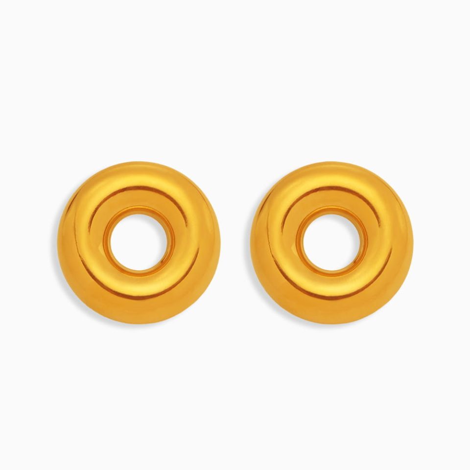 Exquisite Gold Hoop Earrings with Hollow Circle Design, Lightweight Stainless Steel Jewelry for Women