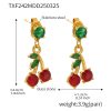 TXF242-Cherry Glass Stone Earrings