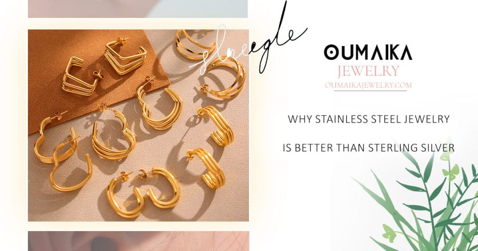 Visual comparison guide: Stainless steel jewelry vs sterling silver showcasing durability, hypoallergenic benefits, and tarnish-resistant properties | OumaiKa Jewelry