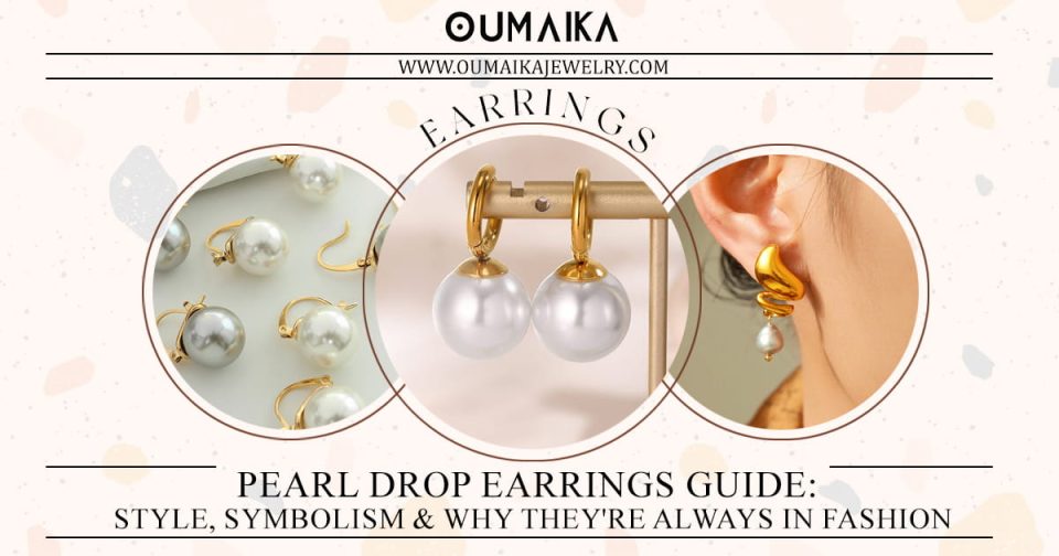 World map infographic showing pearl symbolism across different cultures with Oumaika jewelry examples