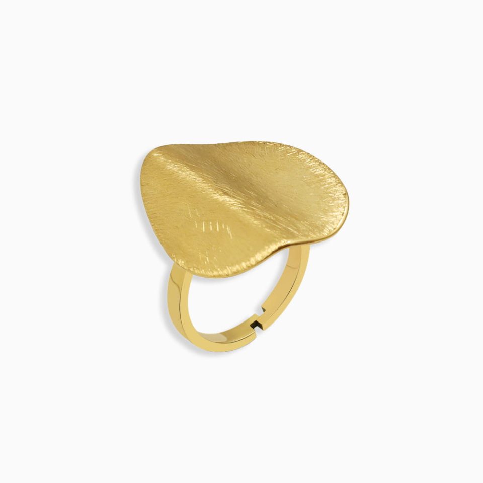 Marka Matte Open Ring in Gold – French Bold Brushed Stainless Steel Minimalist Open Band