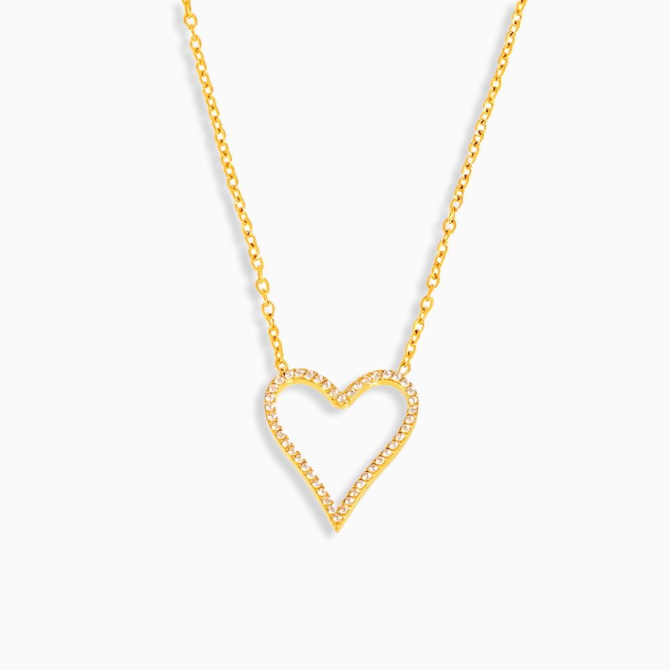 Main Picture For CZ Encrusted Heart Pendant Necklace