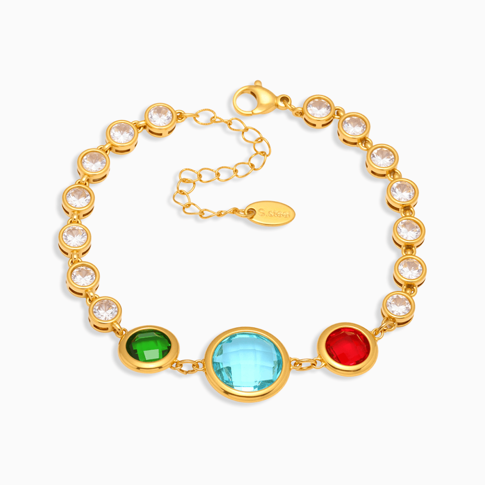 E563-Gold Colored Glass Stone Bracelet