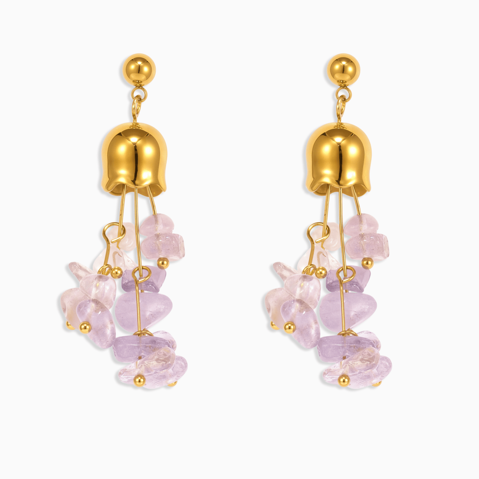 F1423-Natural Amethyst Tassel Earrings
