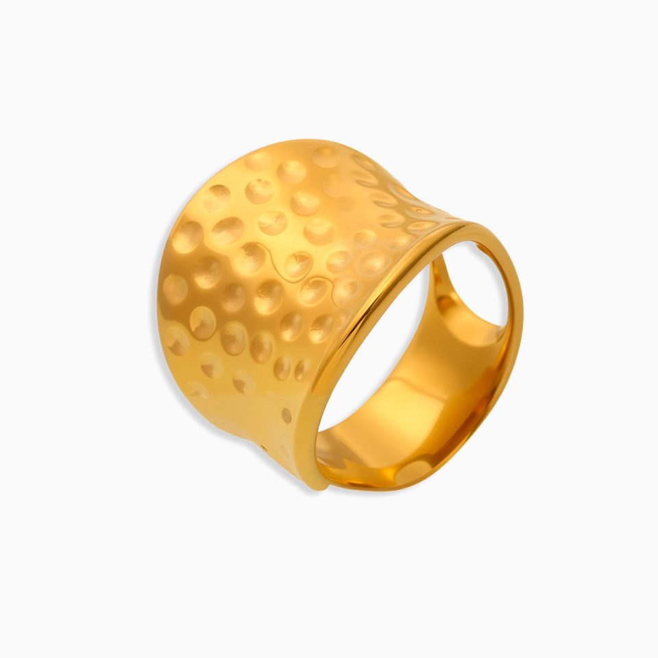 Gold Hammered Wide Face Ring a732
