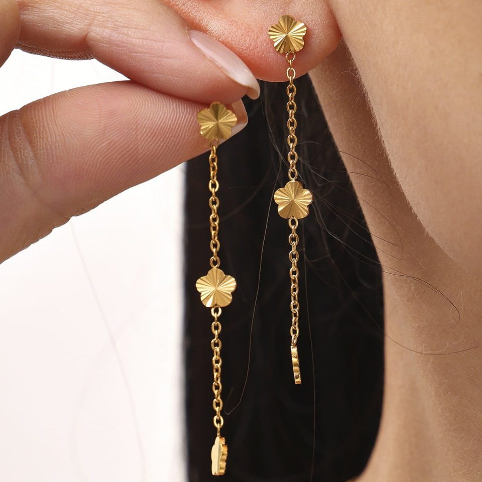 Gold tassel earrings F1421-