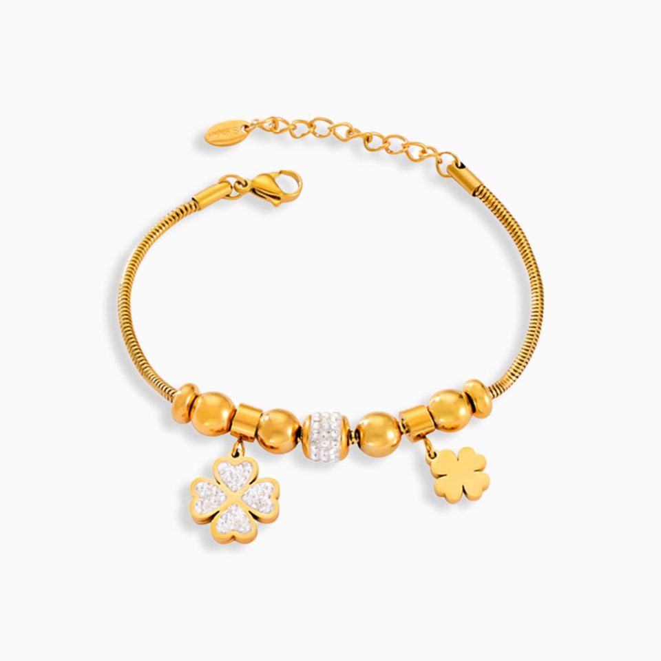 Stainless Steel Golden Bloom Bead Bracelet