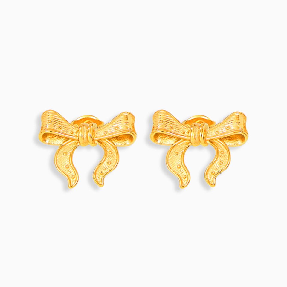 Geometric gold dangler earrings for women made of stainless steel – white background main image
