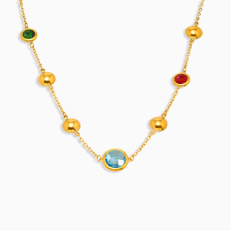 Mixed-color glass stone necklace TXP286