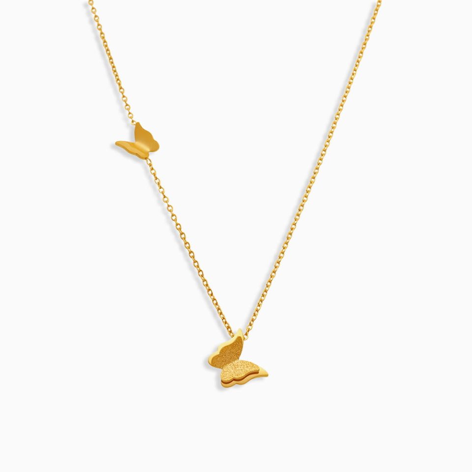 P045-Gold Butterfly Necklace--