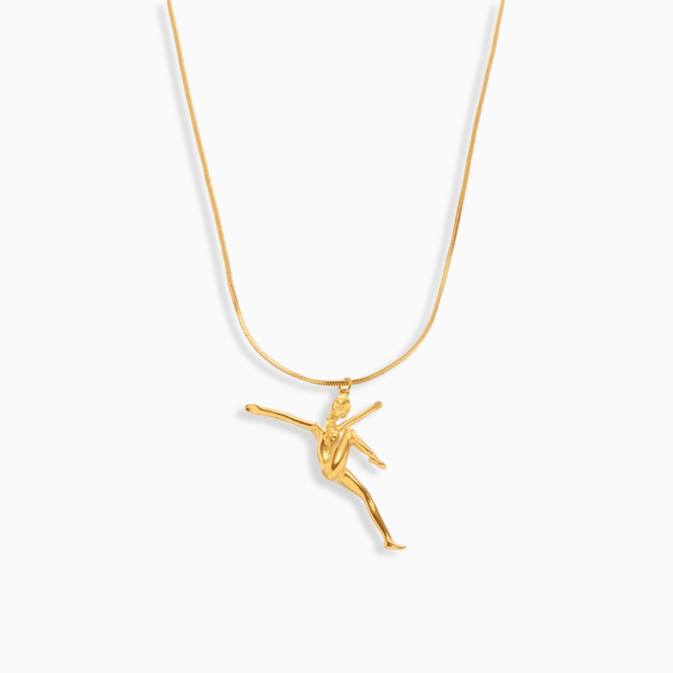 Golden artistic body pendant necklace with 55+5cm stainless steel chain