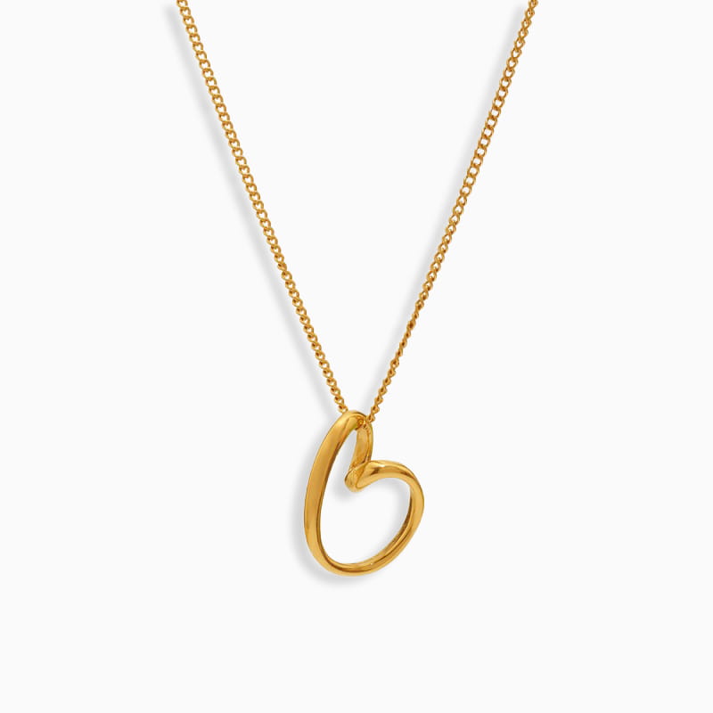 Irregular heart pendant necklace in 18K gold stainless steel displayed on a white background