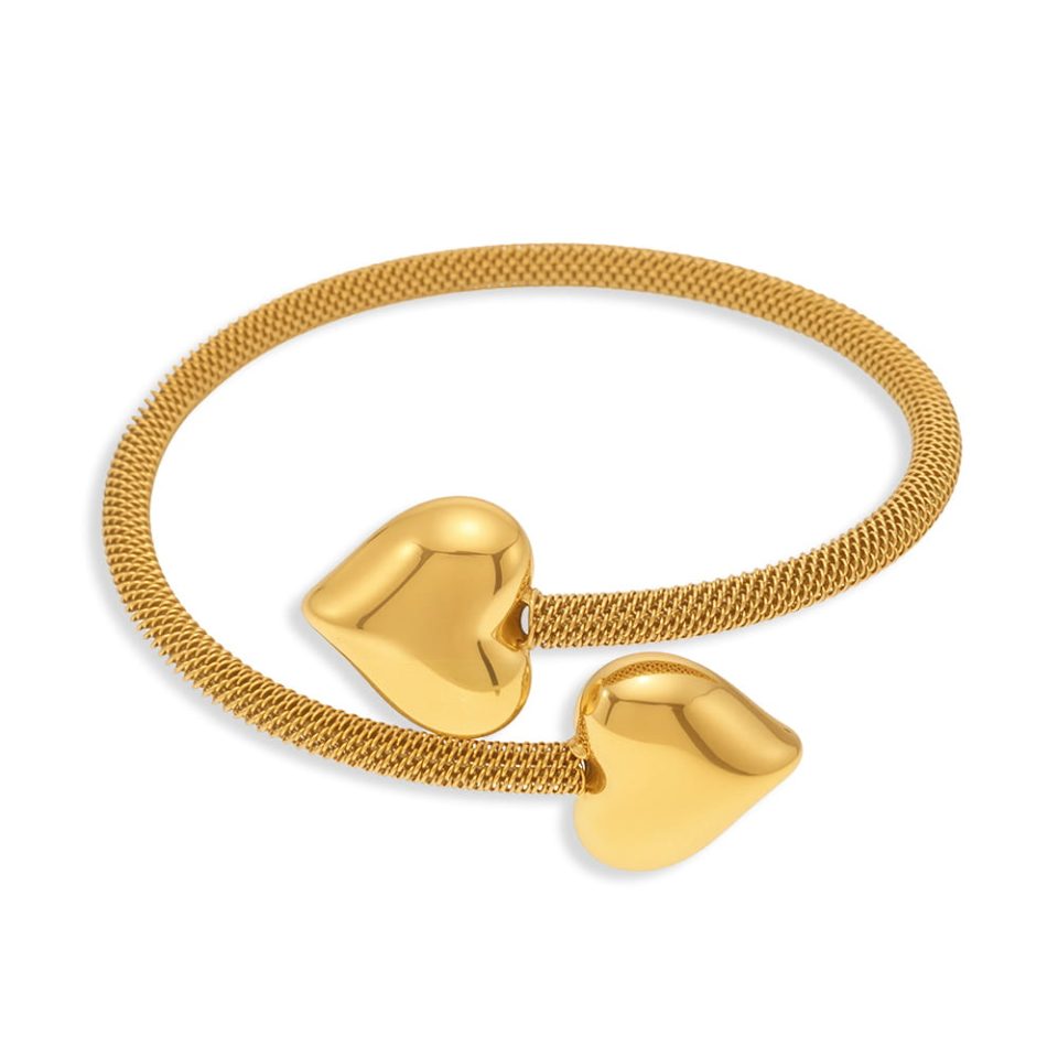 Main Picture Peach Heart Elastic Open Bracelet