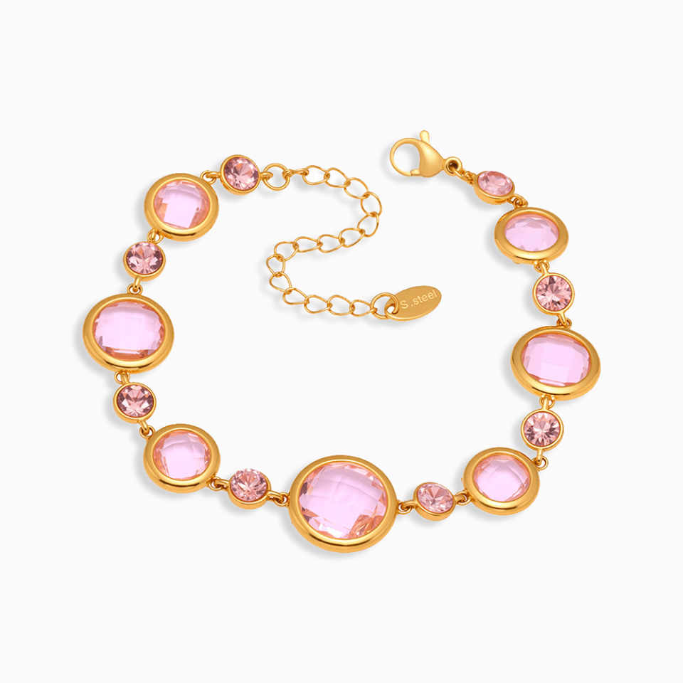 TXE275-Pink glass stone bracelet