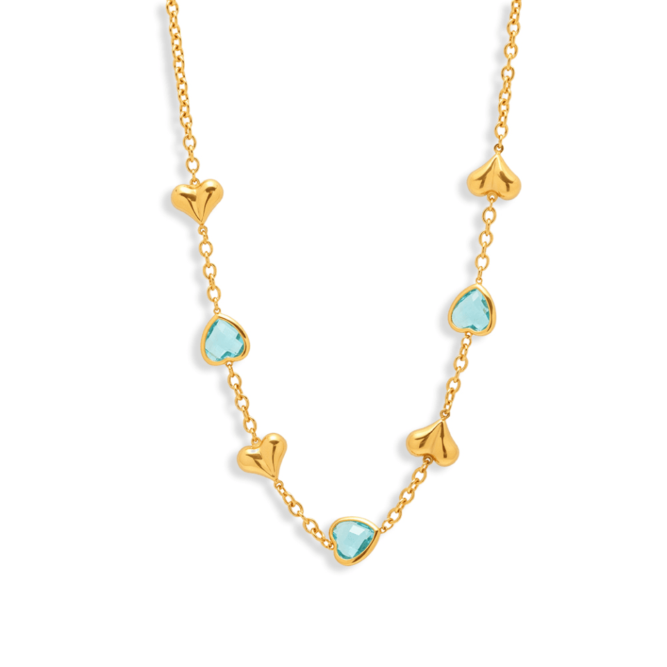 TXP284-Gold Glass Stone Necklace