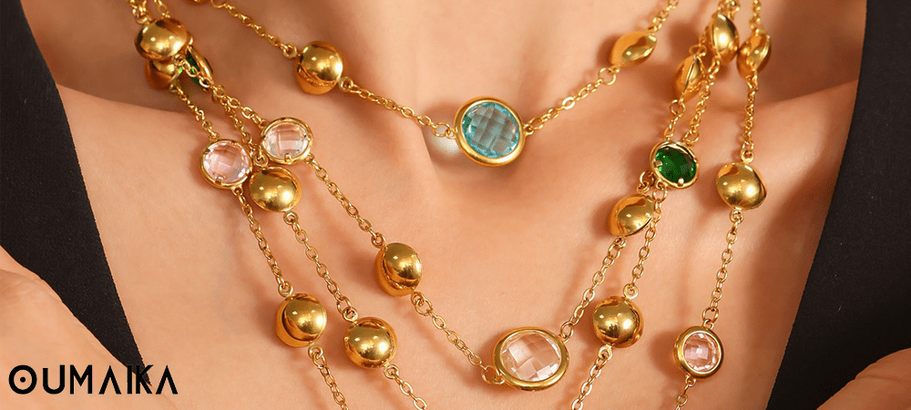 Layered sea glass necklaces with pearl choker