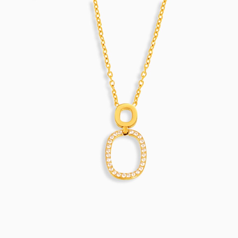 Gold Luxe Circles CZ Tennis Necklace on white background – Oumaika Jewelry